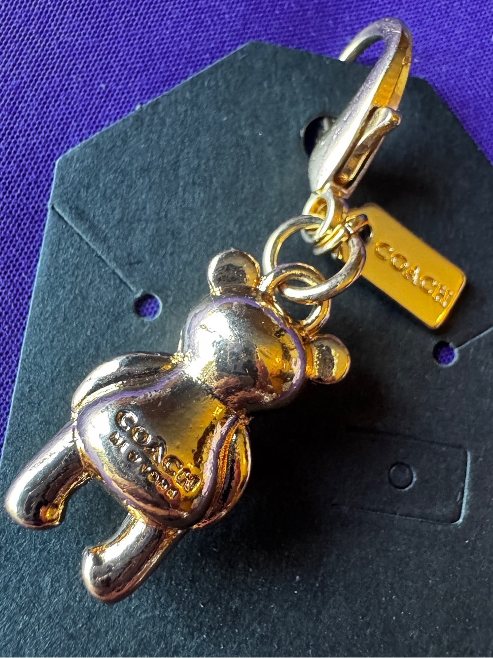 Coach 3D Gold Mini Teddy Bear Bag Charm Keychain EUC - Picture 3 of 12